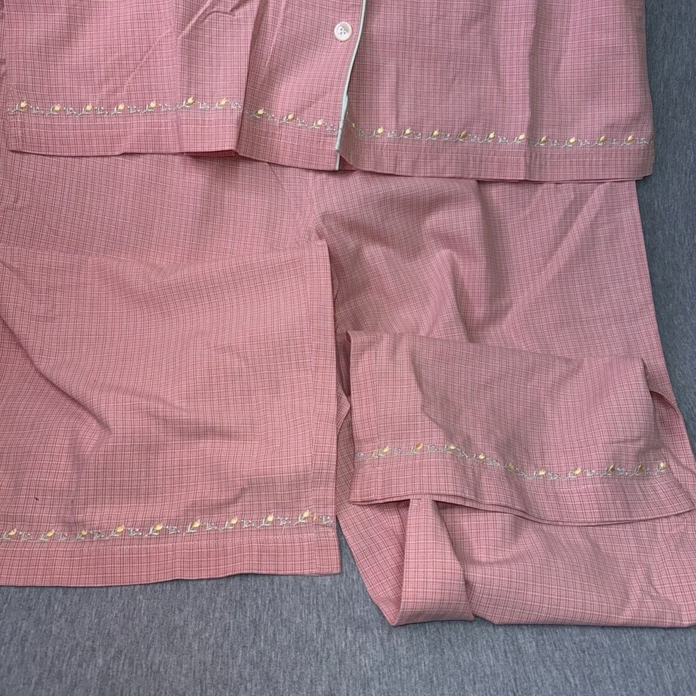 Old Navy Women's Pajama Set Pink Check Button Front Sleepwear Lounge Set SizeL